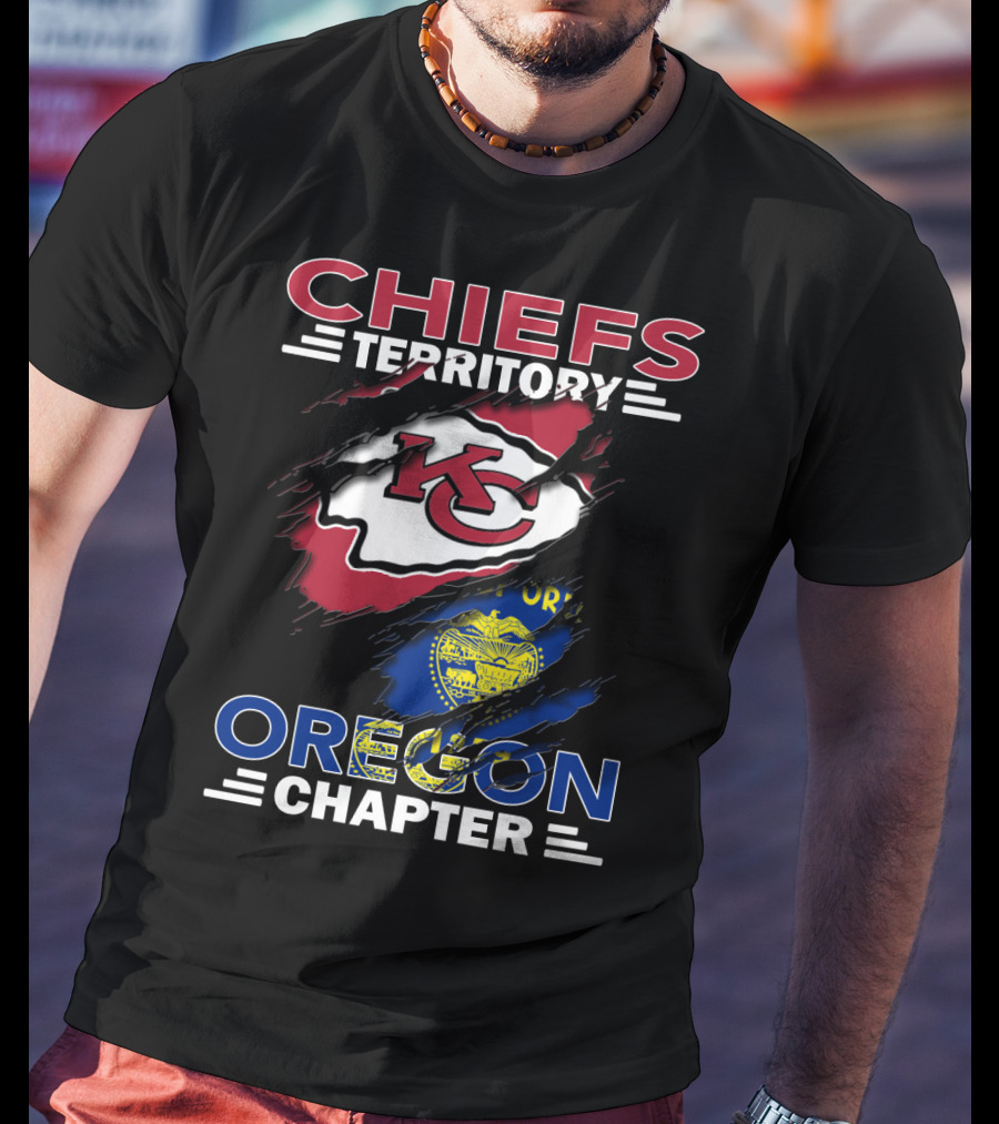Chiefs Territory Oregon Chapter KC Chiefs Logo With Oregon State Flag T-Shirt
