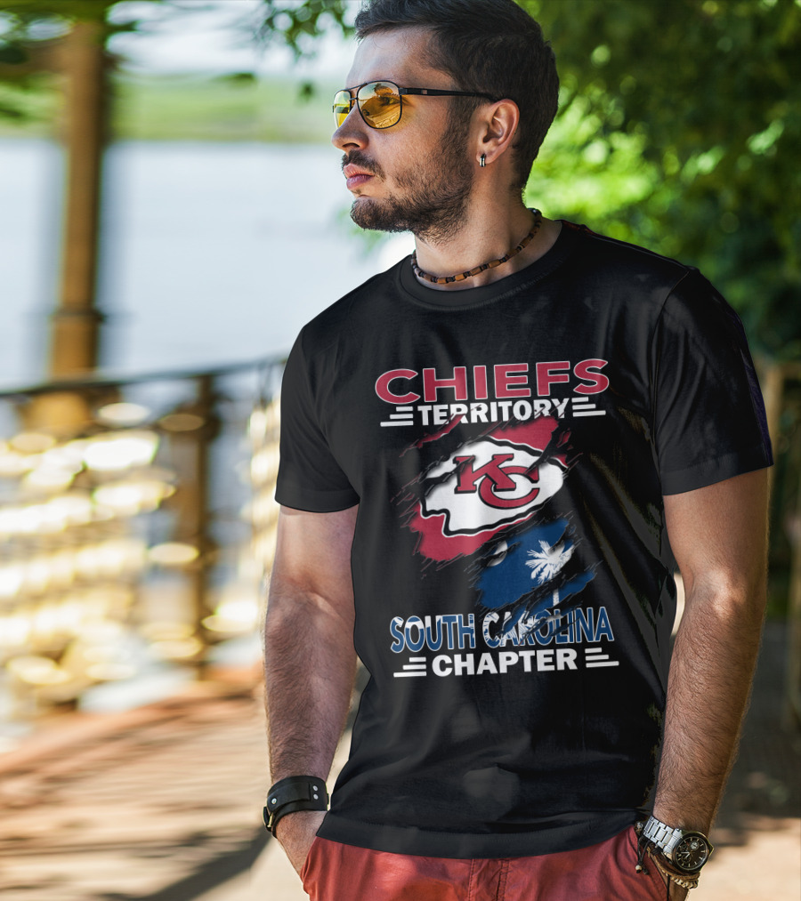 Chiefs Territory South Carolina Chapter KC Logo Wrapping Palmetto Flag T-Shirt