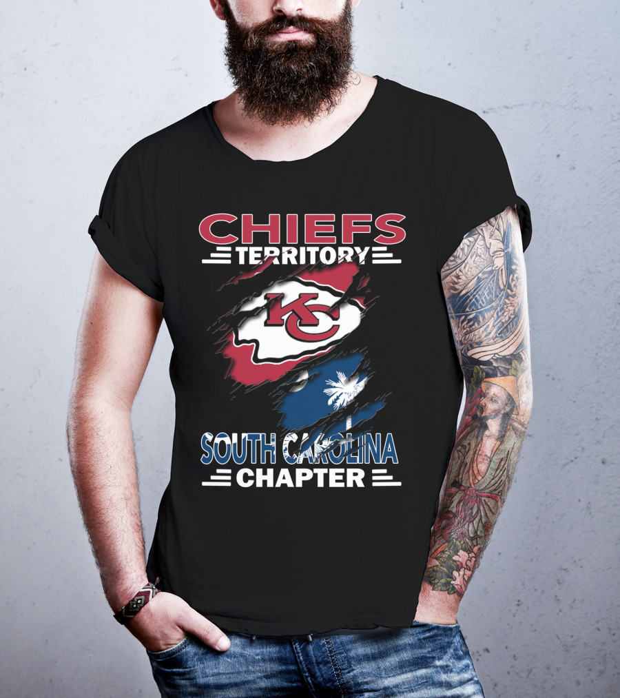 Chiefs Territory South Carolina Chapter KC Logo Wrapping Palmetto Flag T-Shirt