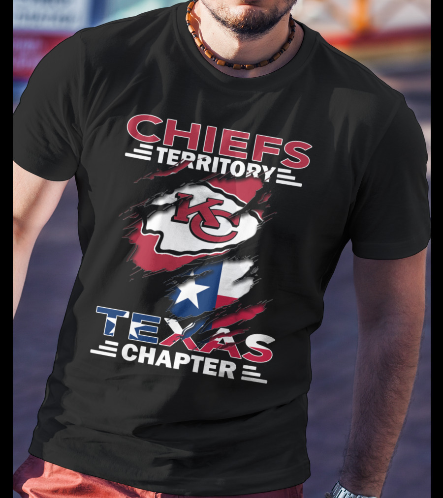 Chiefs Territory KC Logo Over Texas Flag Texas Chapter T-Shirt