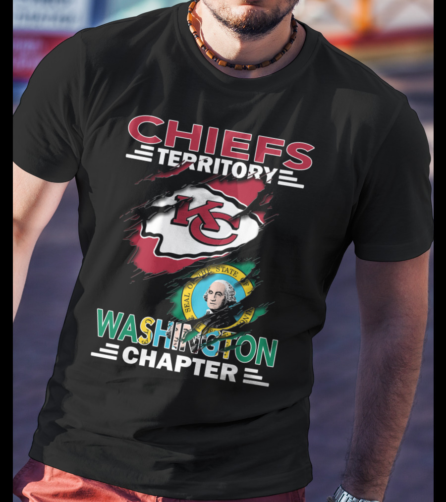 Chiefs Territory Washington Chapter Kansas City Football Logo And Washington State Seal T-Shirt