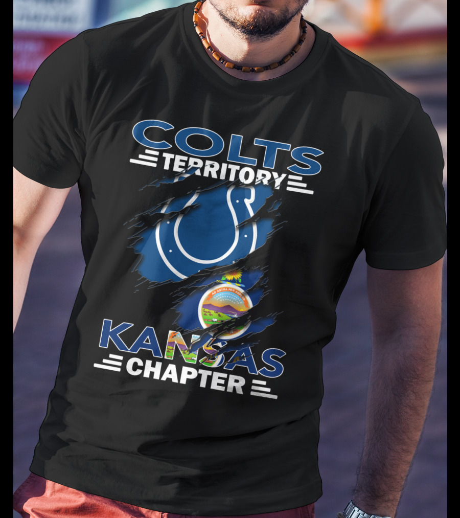 Colts Territory Kansas Chapter Indianapolis Colts Kansas Flag Integration T-Shirt