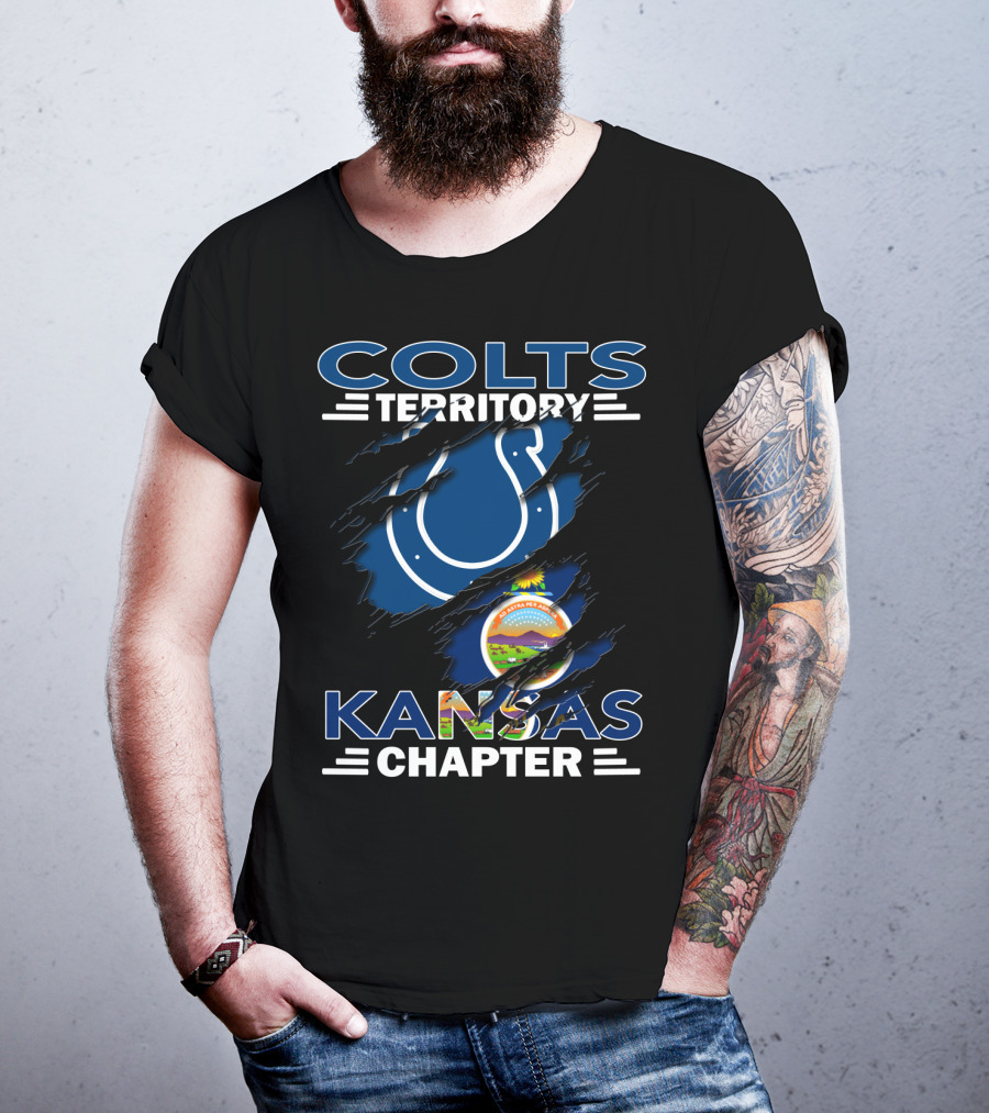 Colts Territory Kansas Chapter Indianapolis Colts Kansas Flag Integration T-Shirt