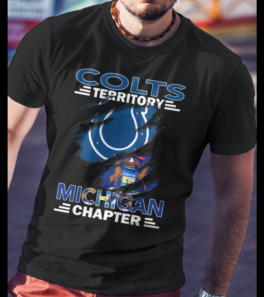 Colts Territory Michigan Chapter Logo With Michigan State Flag Elements T-Shirt