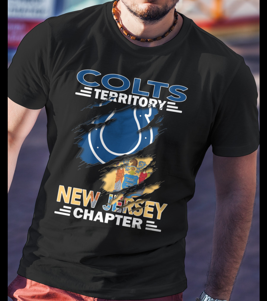Colts Territory New Jersey Chapter Colts Logo And New Jersey Flag T-Shirt