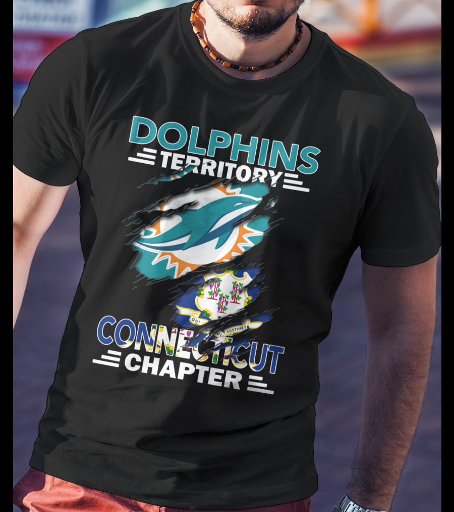 Dolphins Territory Connecticut Chapter Miami Dolphins Connecticut State Emblem T-Shirt