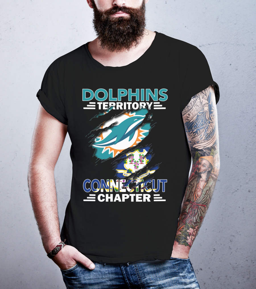 Dolphins Territory Connecticut Chapter Miami Dolphins Connecticut State Emblem T-Shirt