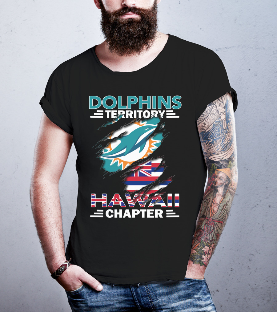 Dolphins Territory Hawaii Chapter Miami Dolphins Hawaii Flag Fan Gear T-Shirt