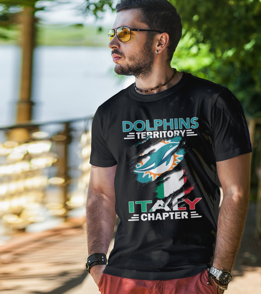 Dolphins Territory Italy Chapter Miami Logo Italian Flag T-Shirt