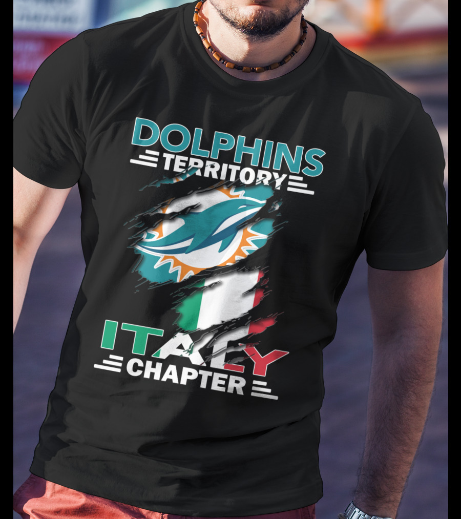 Dolphins Territory Italy Chapter Miami Logo Italian Flag T-Shirt