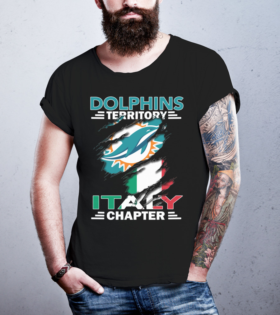 Dolphins Territory Italy Chapter Miami Logo Italian Flag T-Shirt