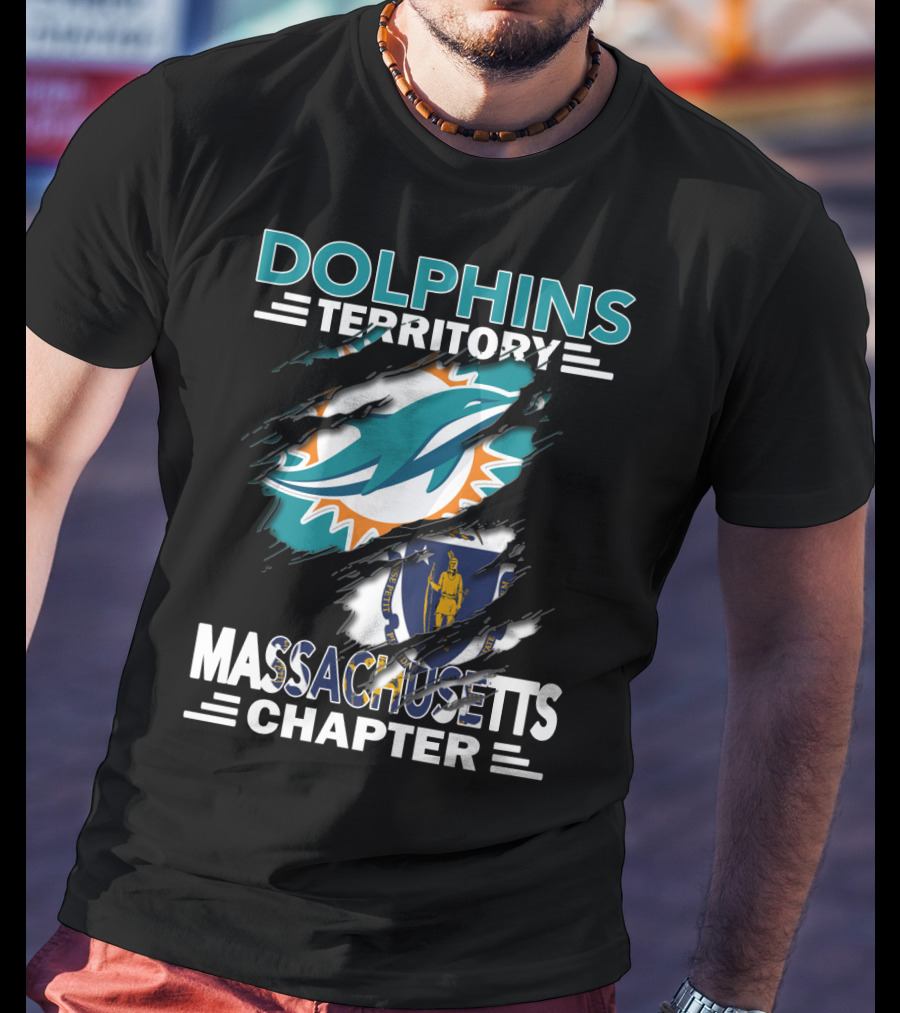 Dolphins Territory Massachusetts Chapter Miami Logo And State T-Shirt