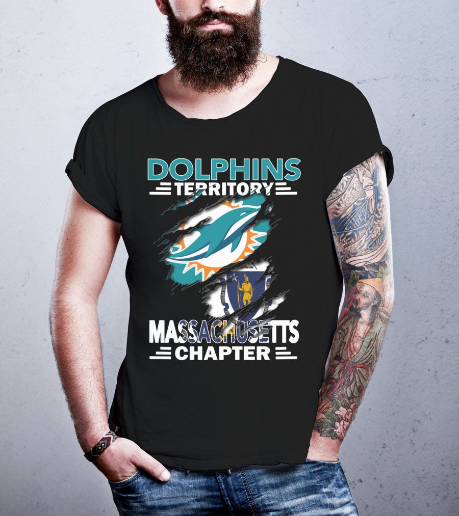 Dolphins Territory Massachusetts Chapter Miami Logo And State T-Shirt