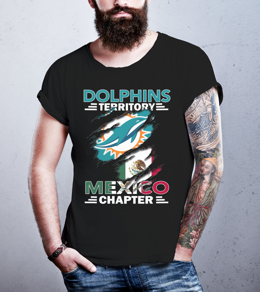 Dolphins Territory Mexico Chapter Miami Dolphins Logo Mexican Flag T-Shirt
