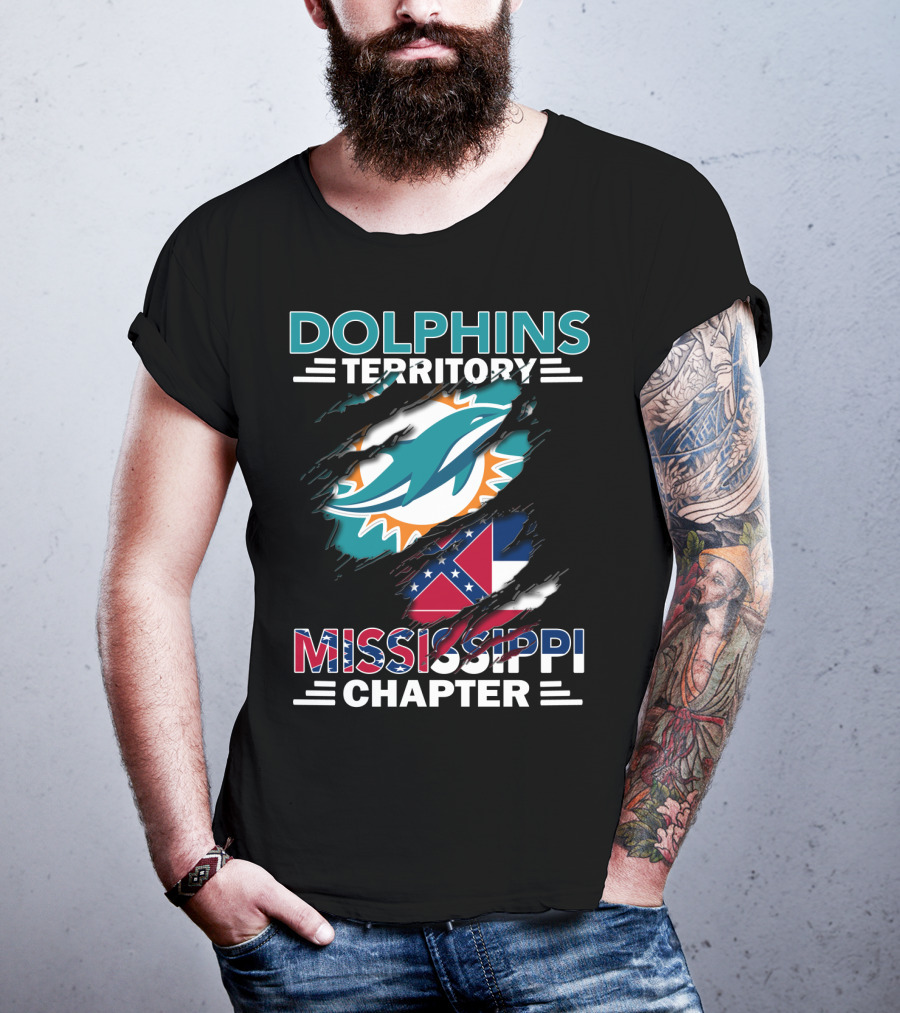 Dolphins Territory Mississippi Chapter Logo And Flag Display T-Shirt