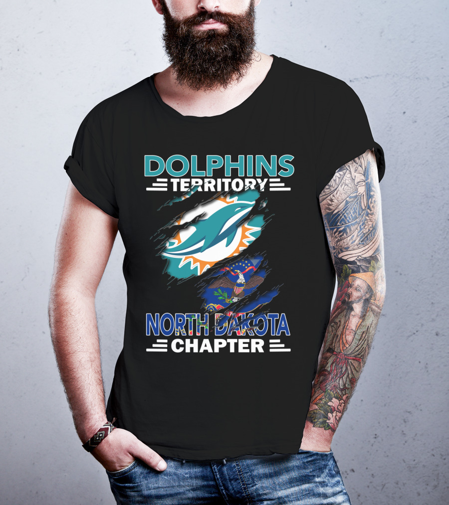 Dolphins Territory North Dakota Chapter Miami Football Fan Flag T-Shirt