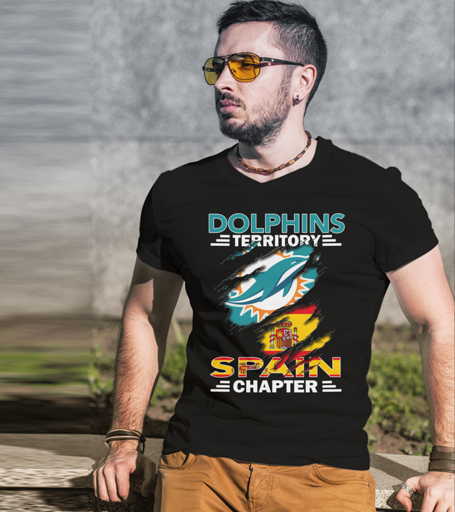 Dolphins Territory Spain Chapter Miami Dolphins Spain Flag T-Shirt