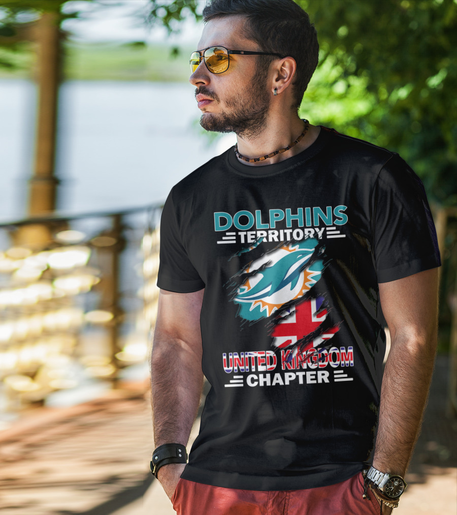 Dolphins Territory United Kingdom Chapter Miami Dolphins Union Jack T-Shirt