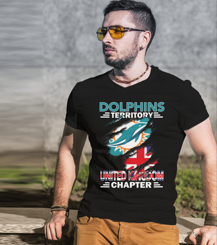 Dolphins Territory United Kingdom Chapter Miami Dolphins Union Jack T-Shirt