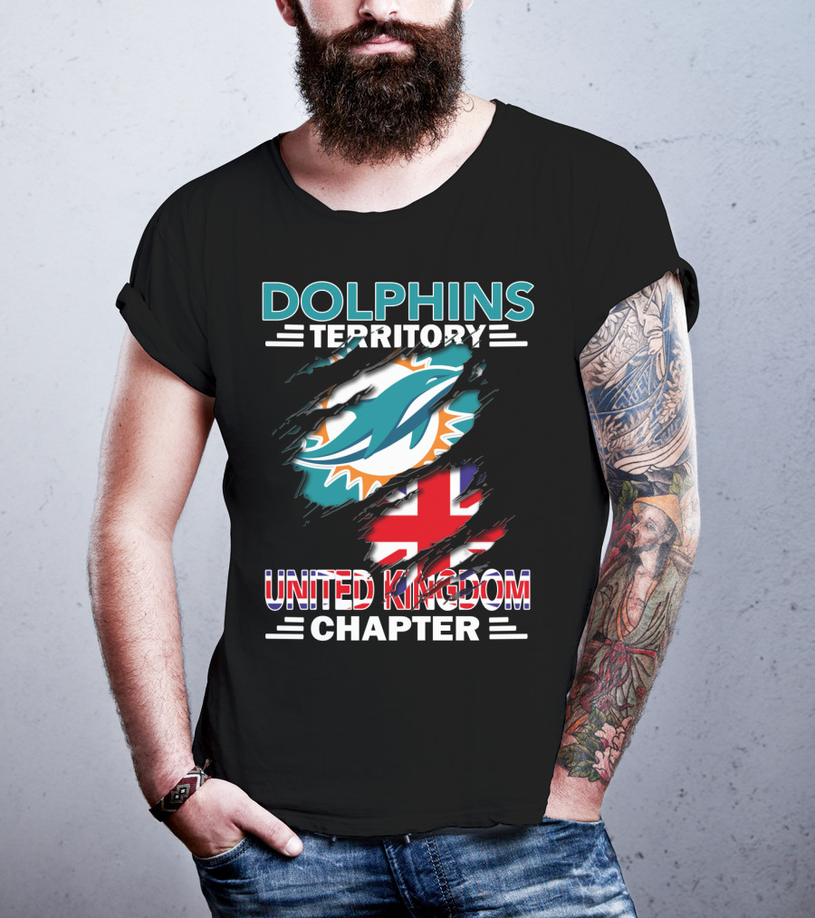 Dolphins Territory United Kingdom Chapter Miami Dolphins Union Jack T-Shirt