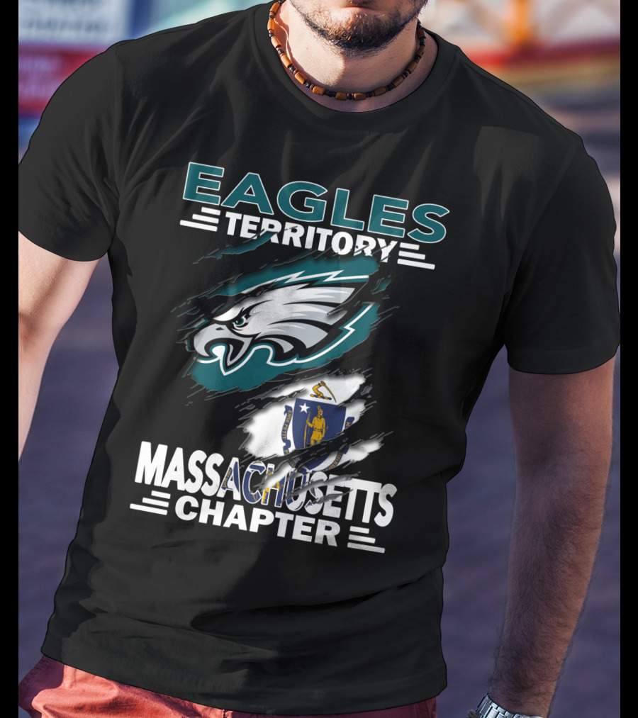 Eagles Territory Massachusetts Chapter Logo With State Flag Integration T-Shirt