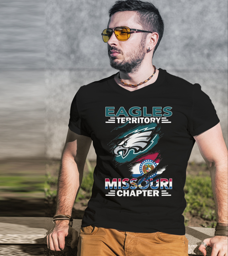 Eagles Territory Missouri Chapter Flag And Eagle Head T-Shirt