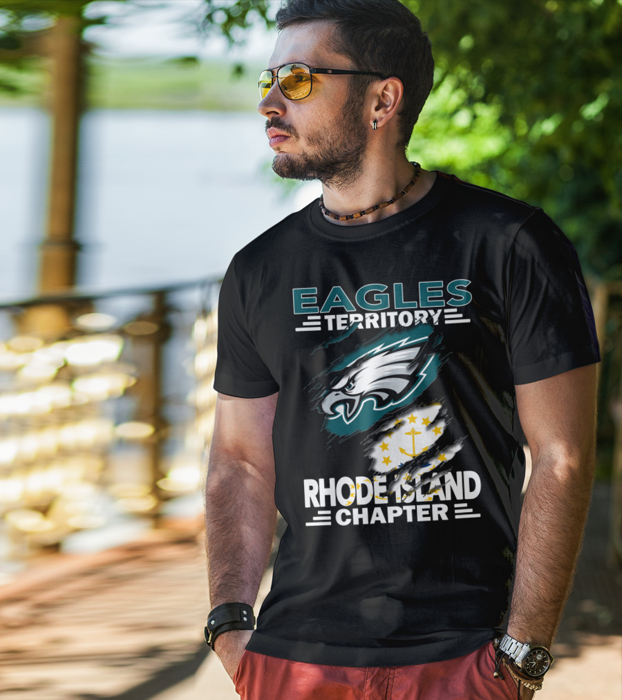 Eagles Territory Rhode Island Chapter Logo With State Flag And Team Insignia T-Shirt