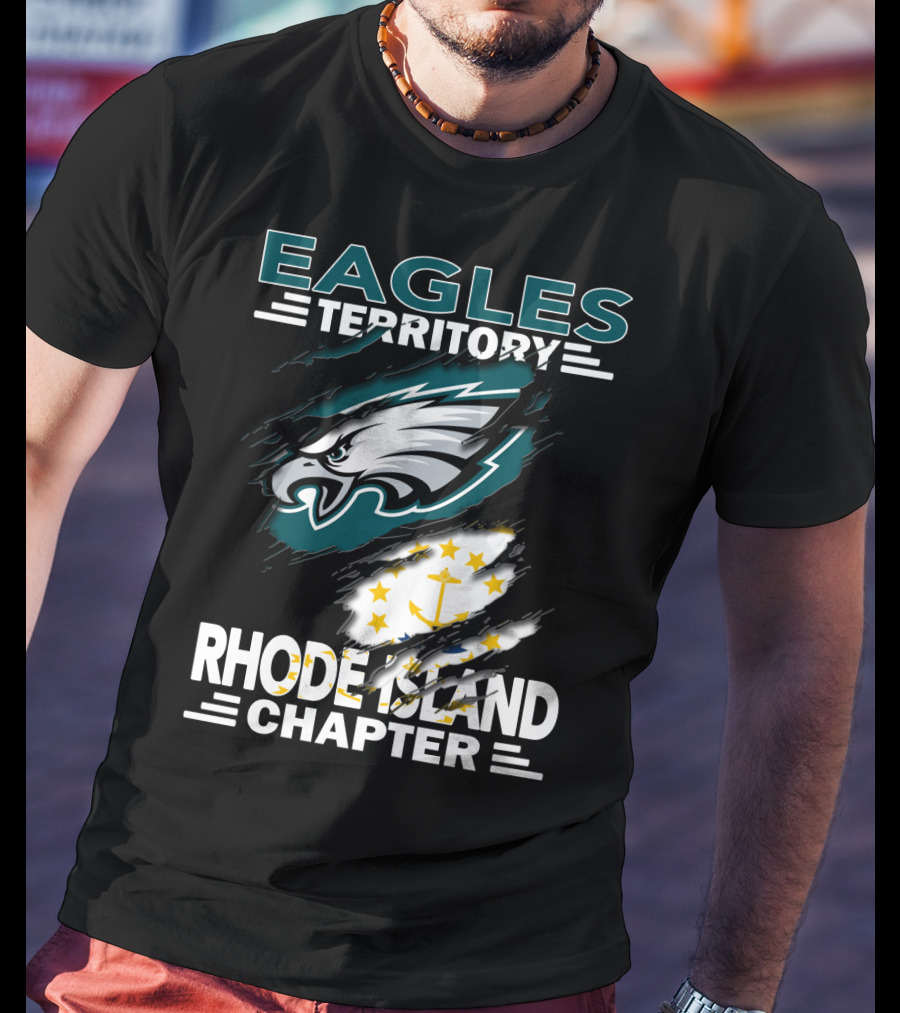 Eagles Territory Rhode Island Chapter Logo With State Flag And Team Insignia T-Shirt