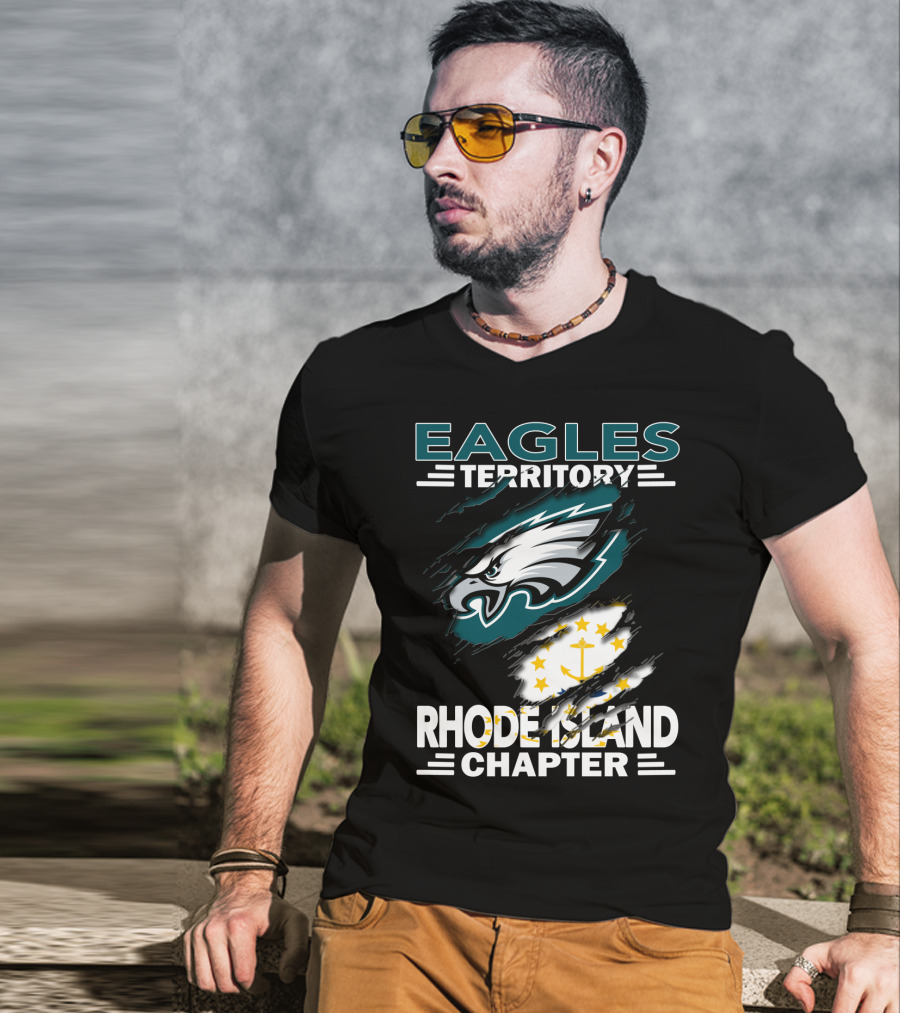 Eagles Territory Rhode Island Chapter Logo With State Flag And Team Insignia T-Shirt