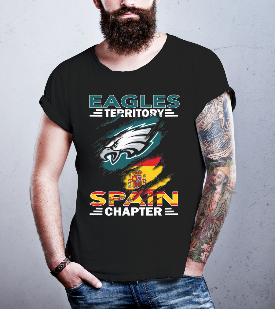 Eagles Territory Spain Chapter Fan Pride With Spanish Flag And Eagle T-Shirt
