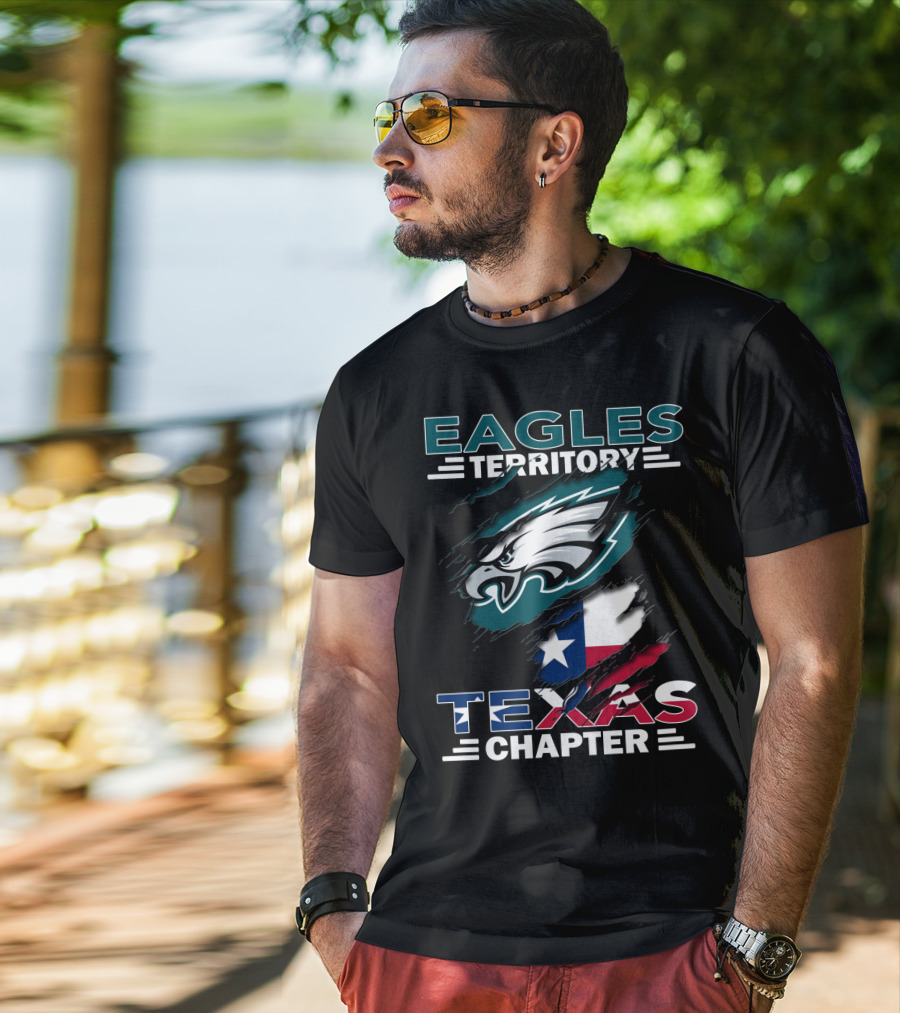 Eagles Territory Texas Chapter NFL Fan Club Texas Flag Integration T-Shirt