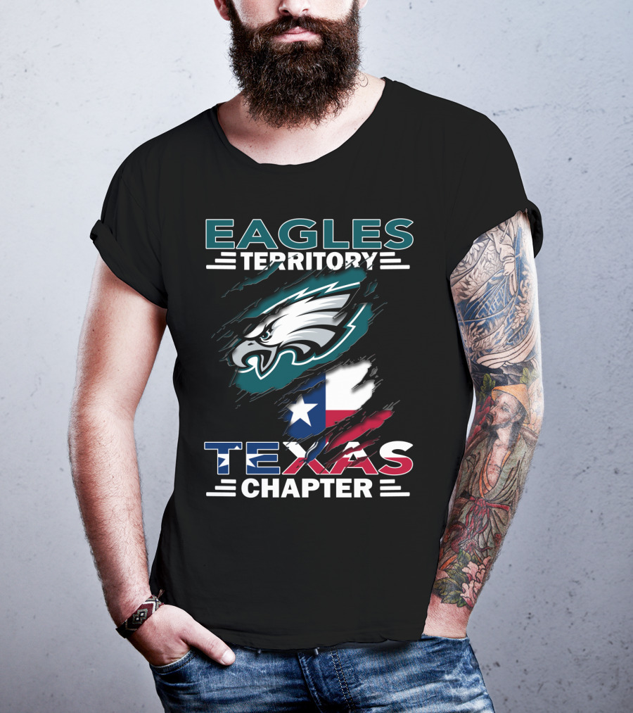 Eagles Territory Texas Chapter NFL Fan Club Texas Flag Integration T-Shirt