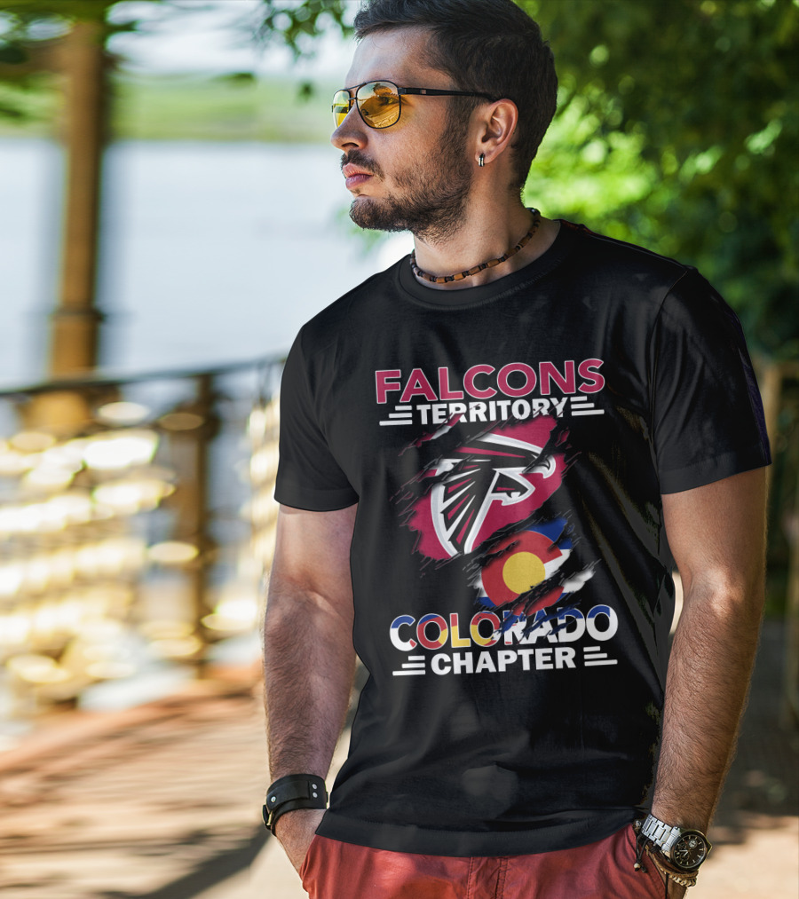 Falcons Territory Colorado Chapter With Falcons Logo And Colorado Flag T-Shirt