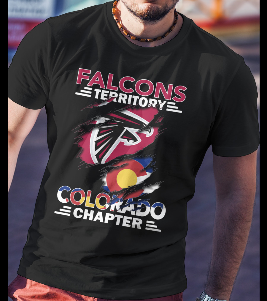 Falcons Territory Colorado Chapter With Falcons Logo And Colorado Flag T-Shirt
