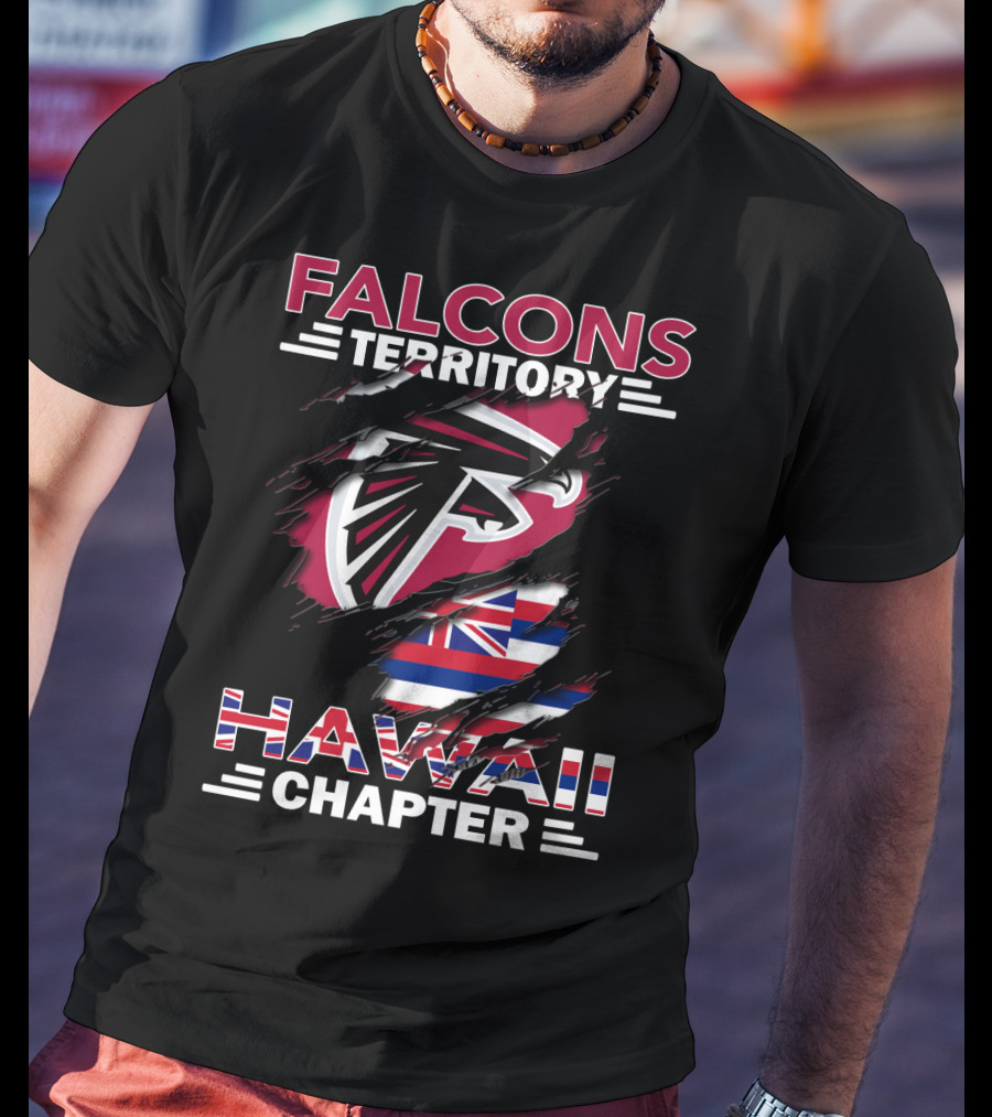 Falcons Territory Hawaii Chapter With Atlanta Falcons Logo And Hawaiian Flag Elements T-Shirt