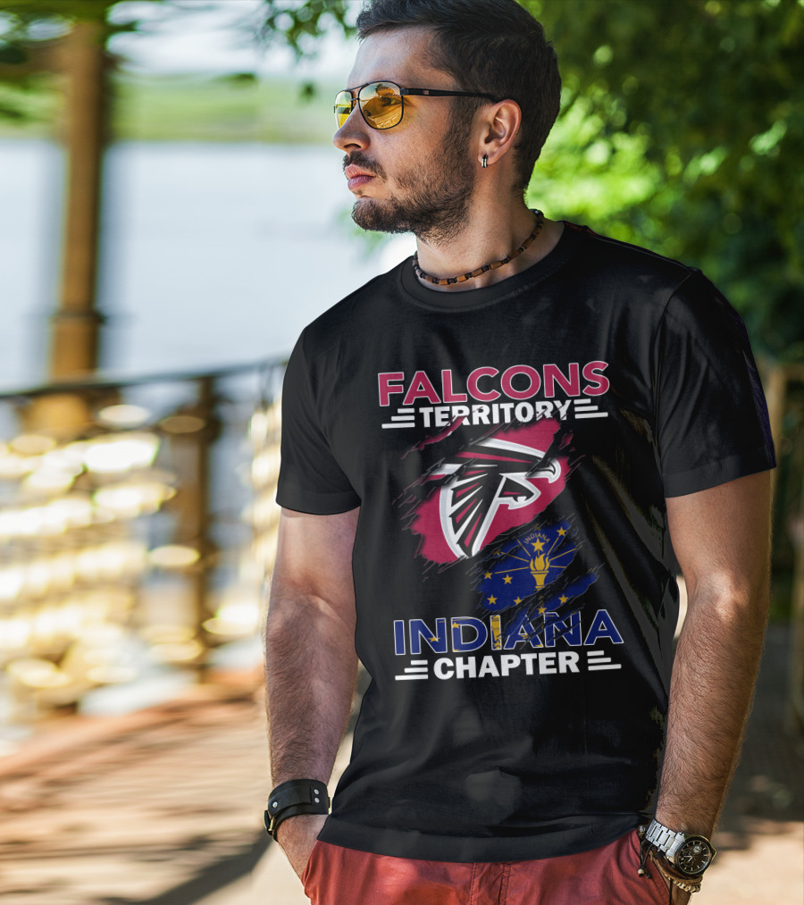 Falcons Territory Indiana Chapter With Atlanta Falcons Logo And Indiana State Flag T-Shirt