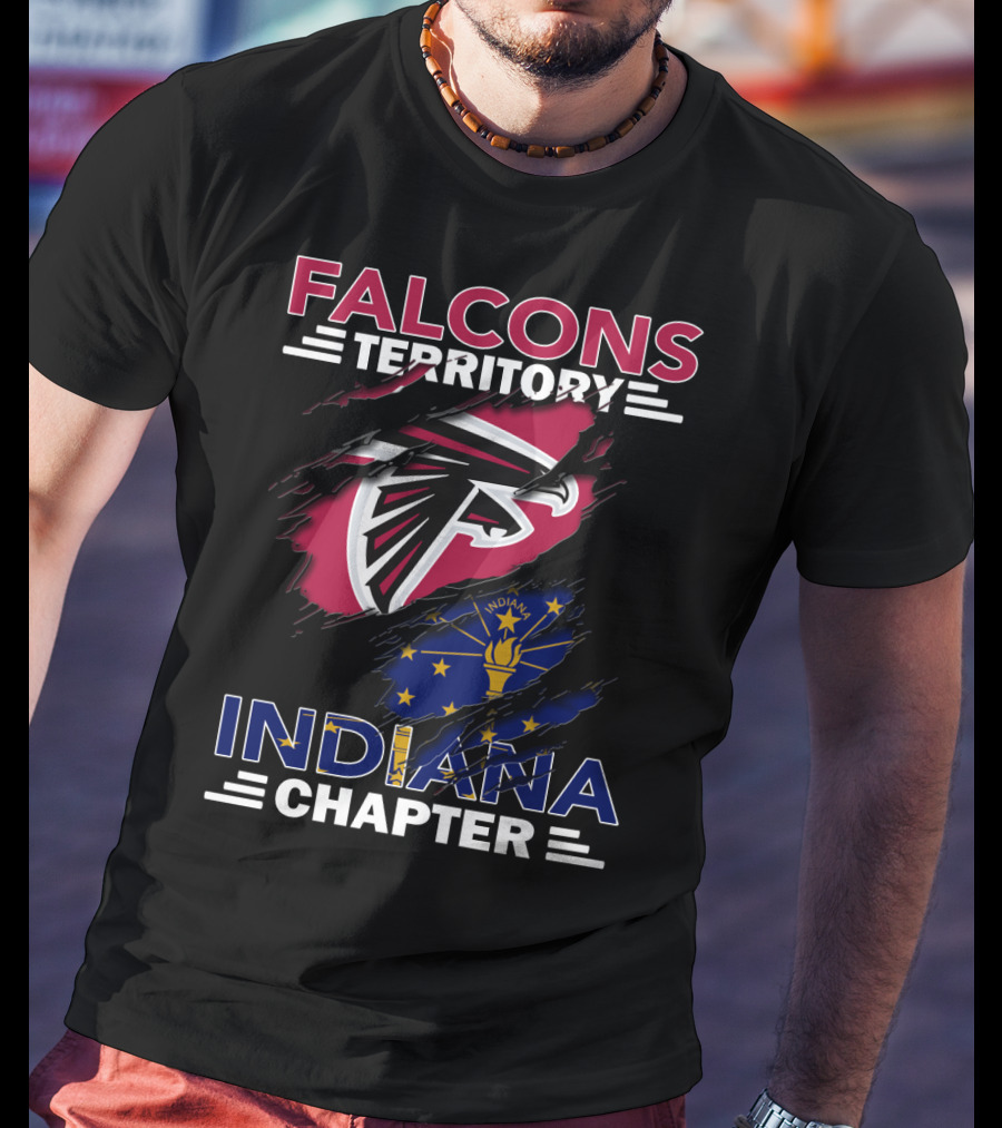 Falcons Territory Indiana Chapter With Atlanta Falcons Logo And Indiana State Flag T-Shirt
