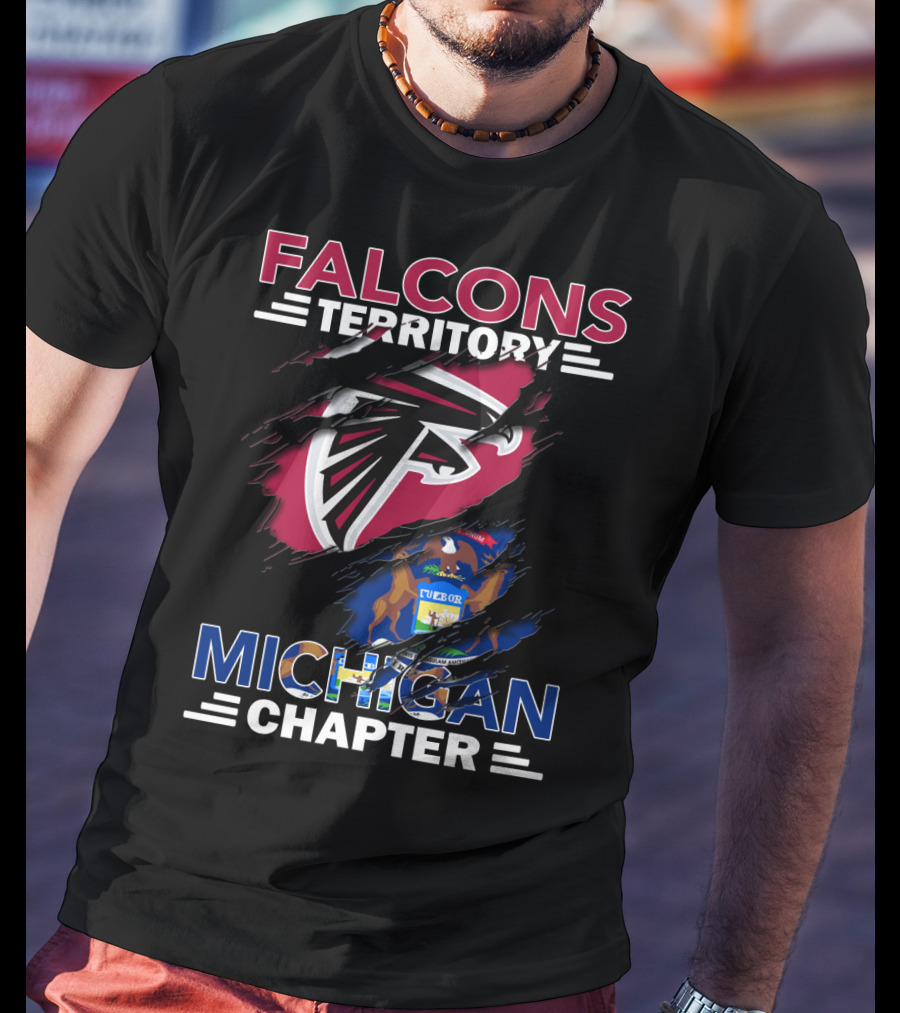 Falcons Territory Michigan Chapter Logo With Michigan State Flag Elements T-Shirt