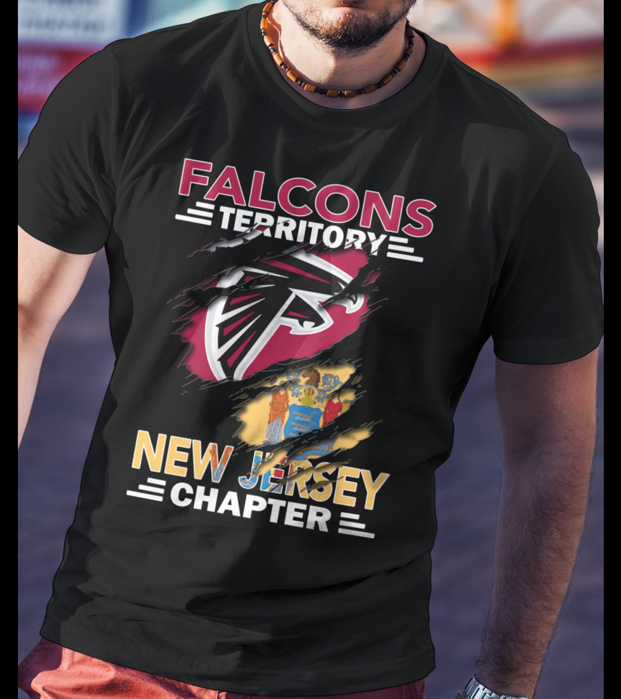 Falcons Territory New Jersey Chapter Falcons Logo And State Flag T-Shirt