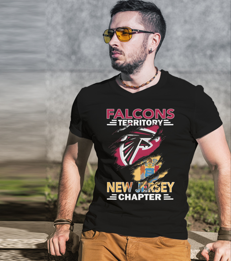 Falcons Territory New Jersey Chapter Falcons Logo And State Flag T-Shirt