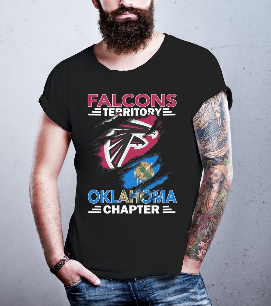 Falcons Territory Oklahoma Chapter Logo With Oklahoma State Flag Elements T-Shirt