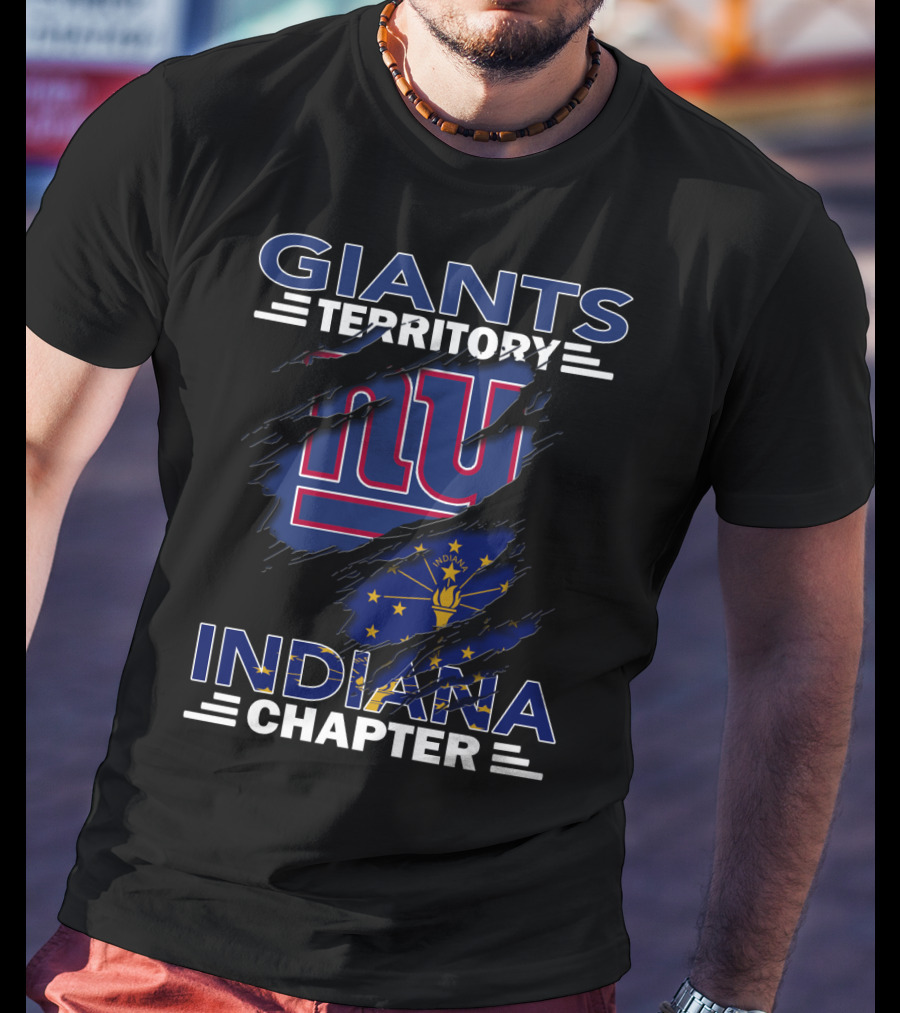 Giants Territory Indiana Chapter New York Giants Indiana Flag Tear T-Shirt