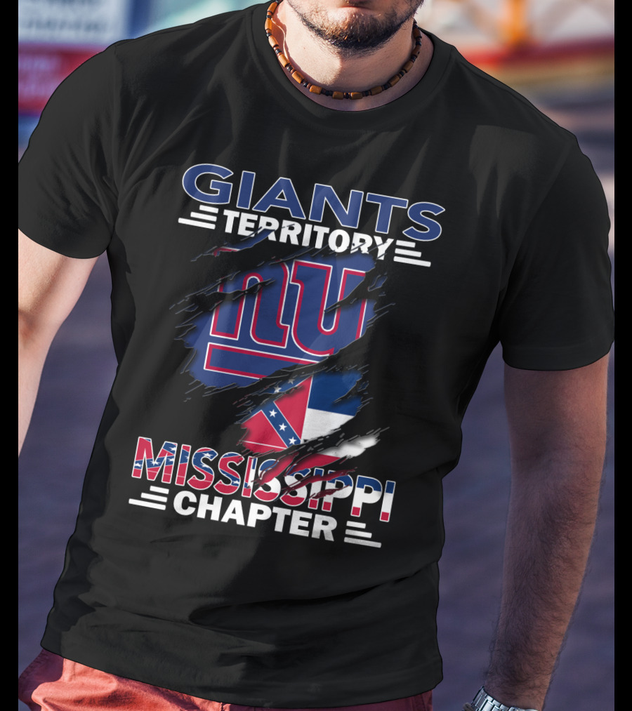 Giants Territory Mississippi Chapter NY Logo And Mississippi Flag Elements T-Shirt