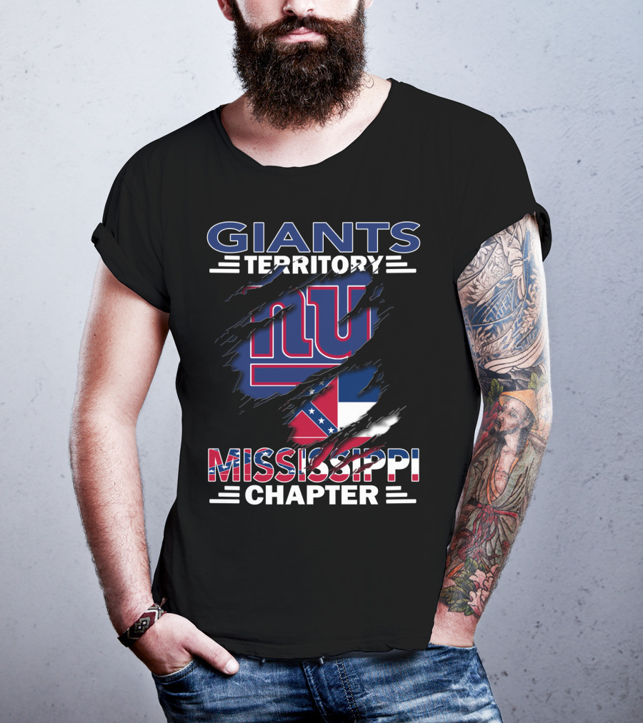 Giants Territory Mississippi Chapter NY Logo And Mississippi Flag Elements T-Shirt