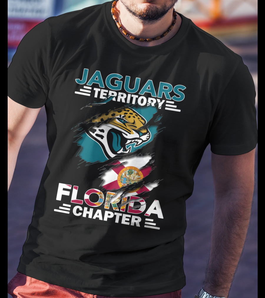 Jaguars Territory Florida Chapter With Logo And State Flag Elements T-Shirt