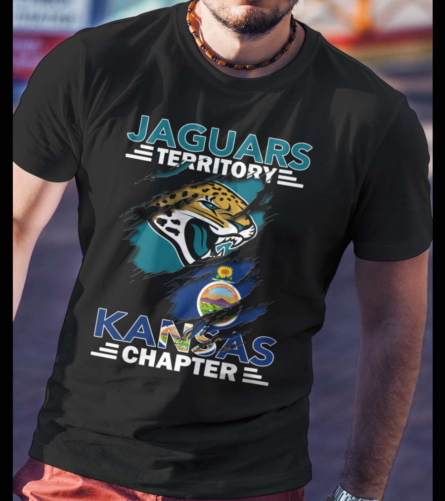 Jaguars Territory Kansas Chapter Jaguars Head And Kansas Flag T-Shirt