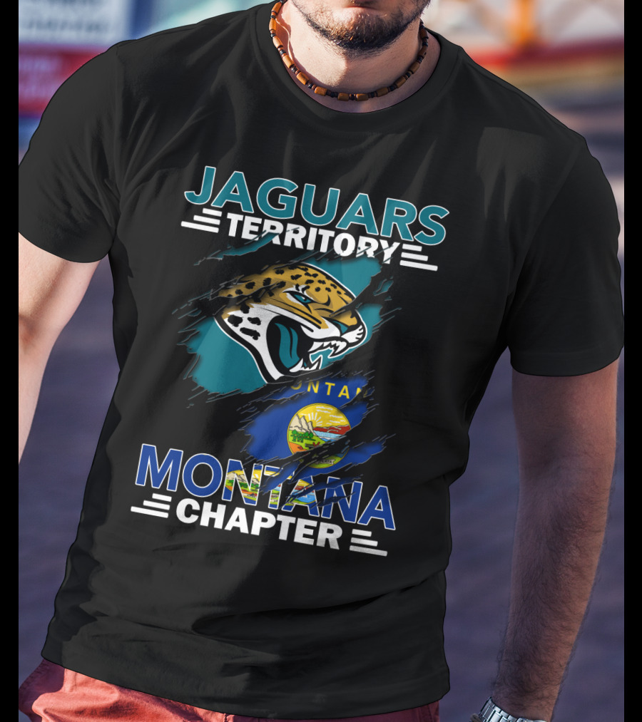 Jaguars Territory Montana Chapter Ripped Flag T-Shirt