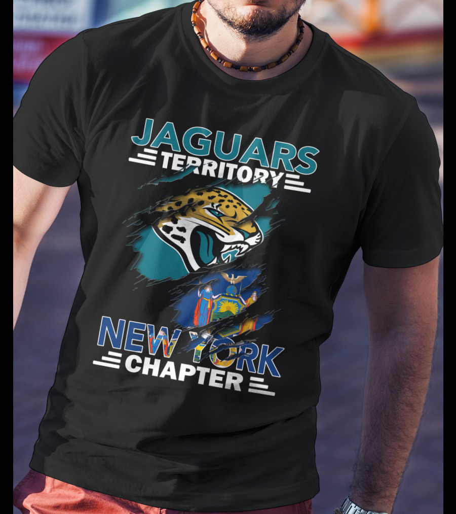 Jaguars Territory New York Chapter Jaguars Logo And New York State Flag T-Shirt