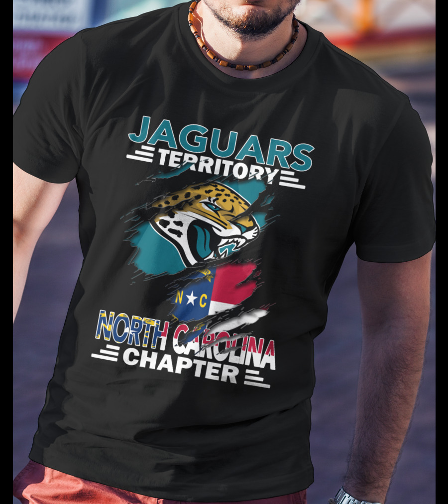 Jaguars Territory North Carolina Chapter Logo And State Flag Fusion T-Shirt