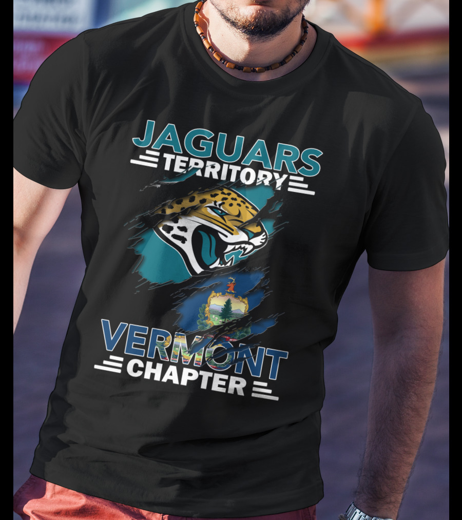 Jaguars Territory Vermont Chapter Emblem With Fierce Jaguar And Vermont Crest T-Shirt